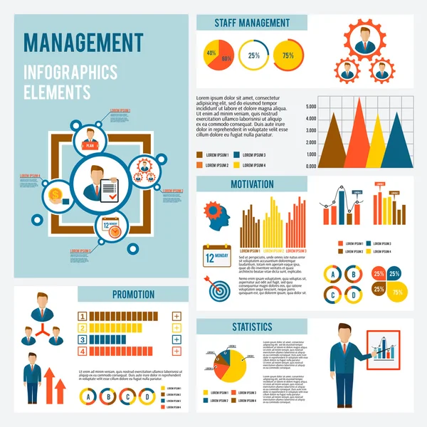 Yönetim Infographic Set — Stok Vektör