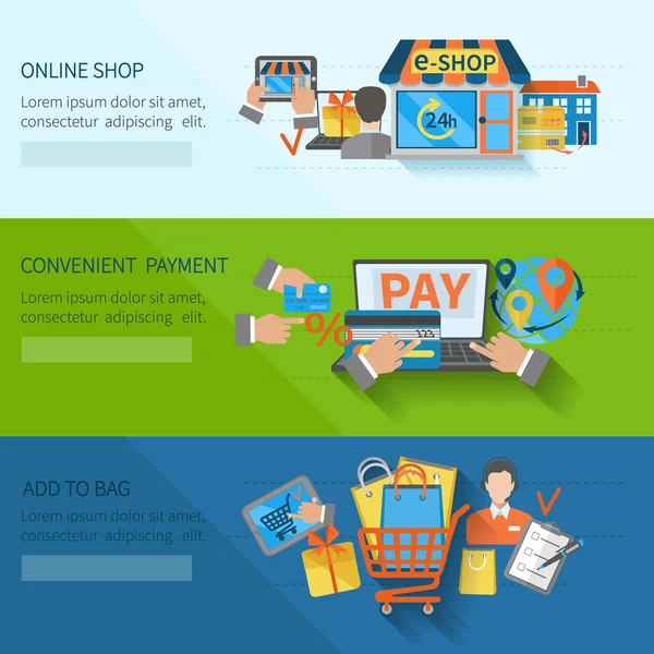 E-Commerce-Banner einkaufen — Stockvektor
