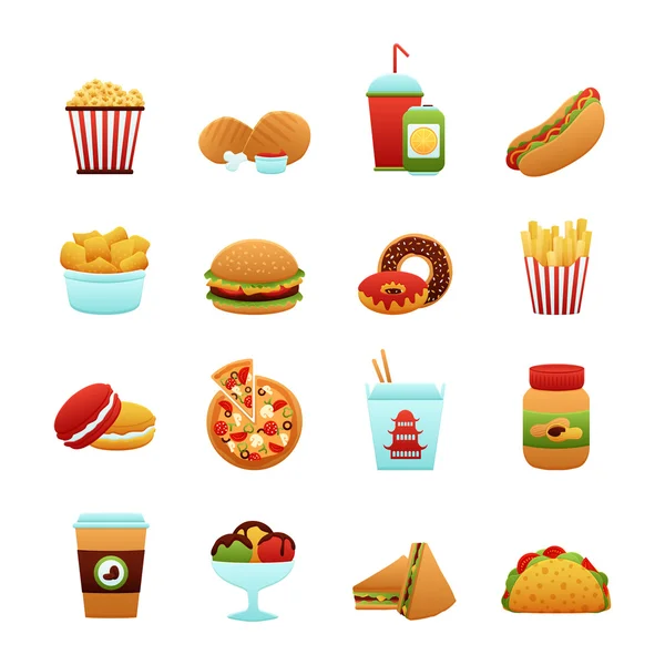 Conjunto de ícone de fast food — Vetor de Stock