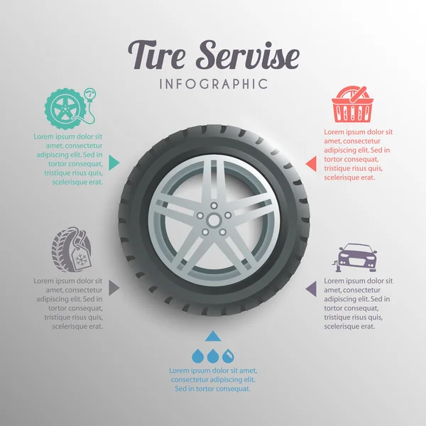 Infográficos de serviço de pneus — Vetor de Stock