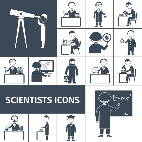 Wissenschaftler-Ikonen schwarz — Stockvektor