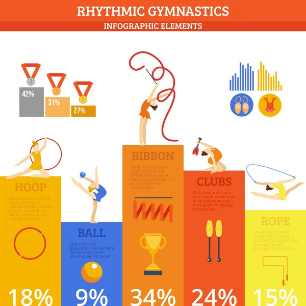 Conjunto de infográficos de ginástica — Vetor de Stock