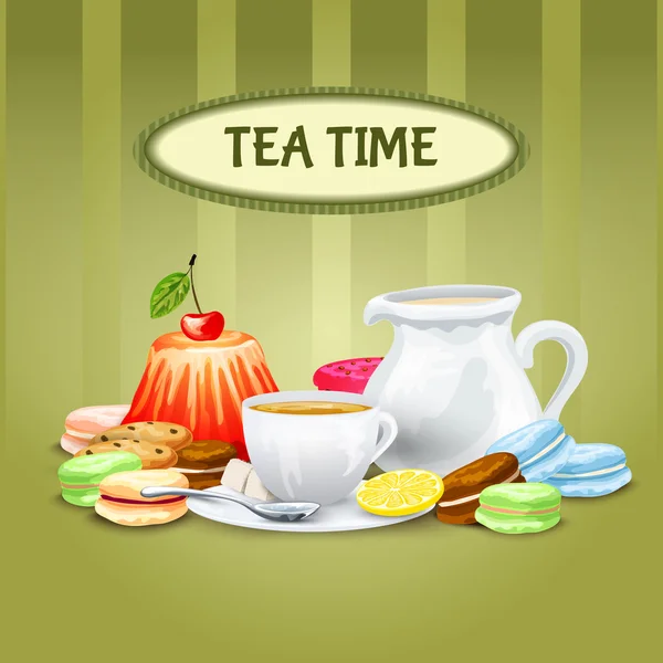 Tea Time Poster — Stock Vector