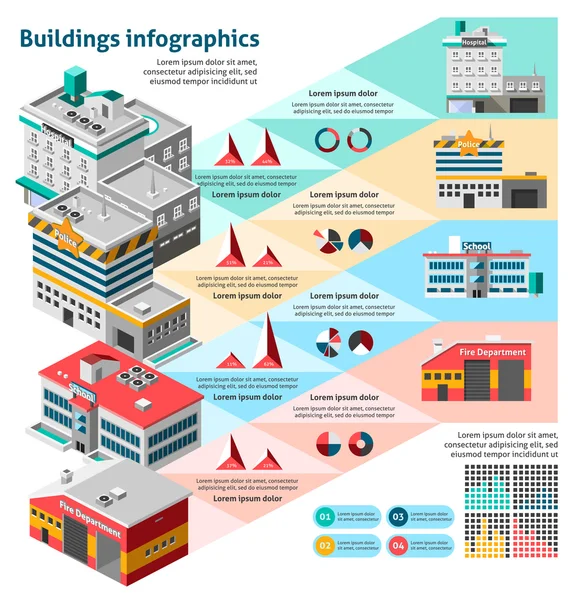 건물 Infographics 세트 — 스톡 벡터