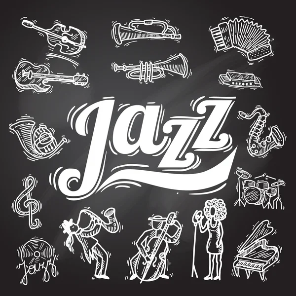 Jazz schoolbord Set — Stockvector
