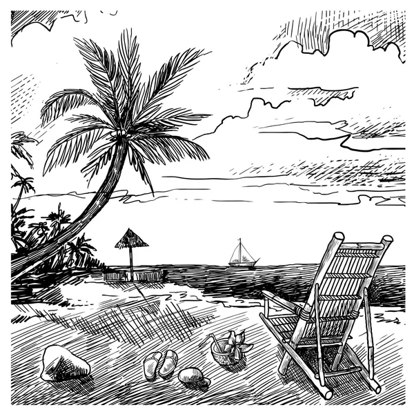 Estate spiaggia schizzo — Vettoriale Stock