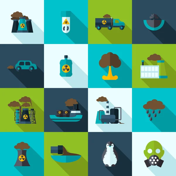 Pollution Icons Set — Stock Vector