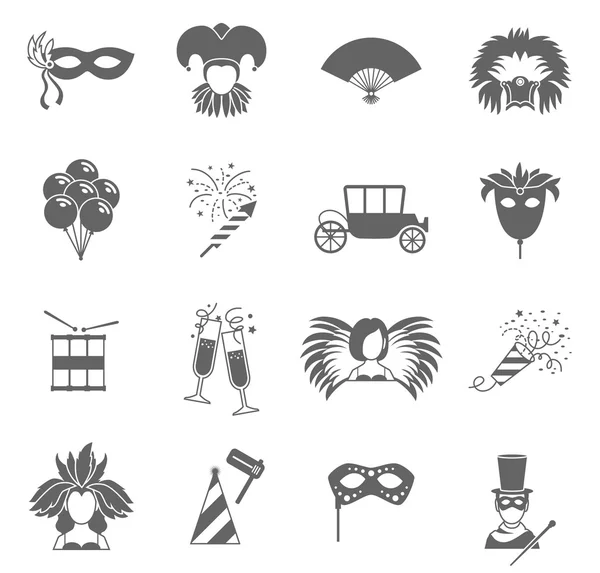 Conjunto de iconos de carnaval negro — Vector de stock