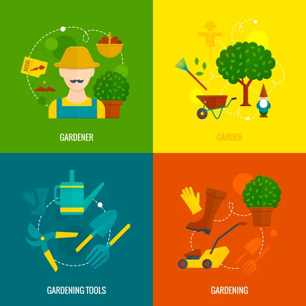 Composición de iconos planos de jardín vegetal — Vector de stock