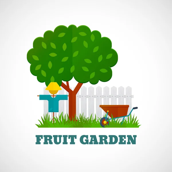 Cartel de jardín de frutas — Vector de stock