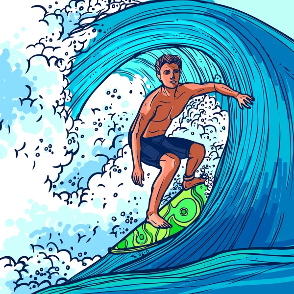 Surfer Hombre Fondo — Vector de stock