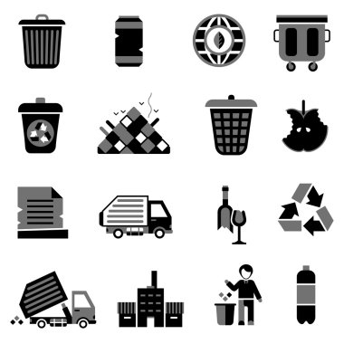 Garbage Icons Black clipart
