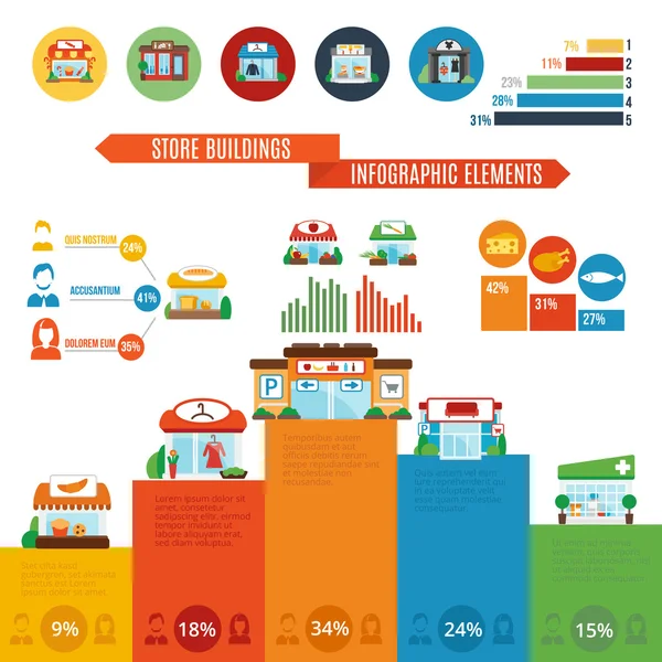 Store byggnad Infographics — Stock vektor