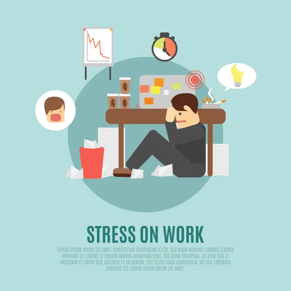 Stress am Arbeitsplatz flach — Stockvektor