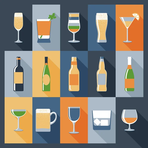 Drink Icons Flat — Stock Vector