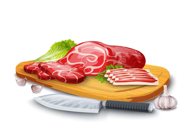 ボード上の肉 — ストックベクタ