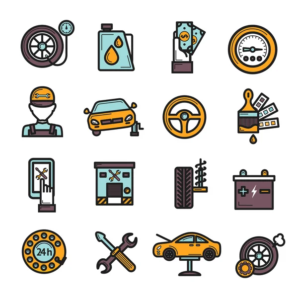 Conjunto de icono de servicio automático — Vector de stock