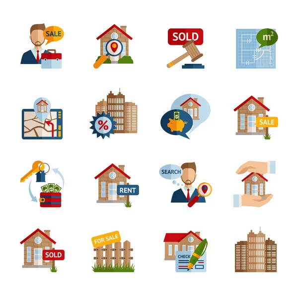 Conjunto de iconos inmobiliarios — Vector de stock