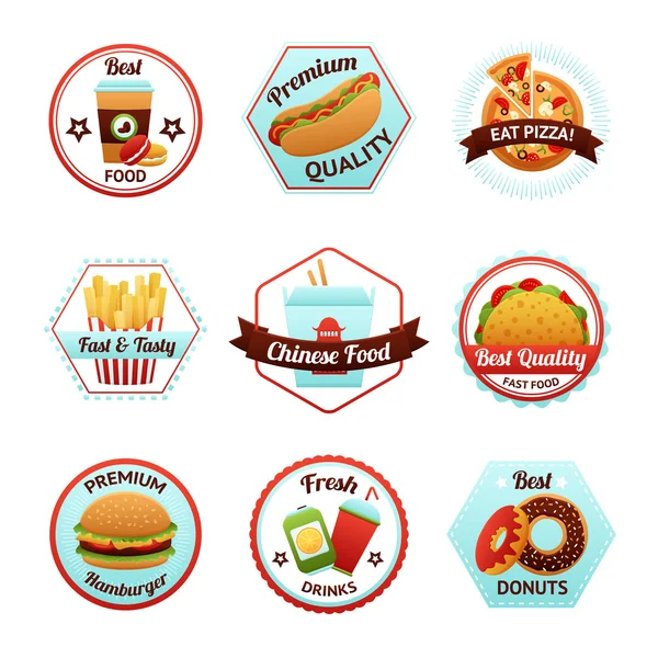 Fast-Food-Embleme — Stockvektor