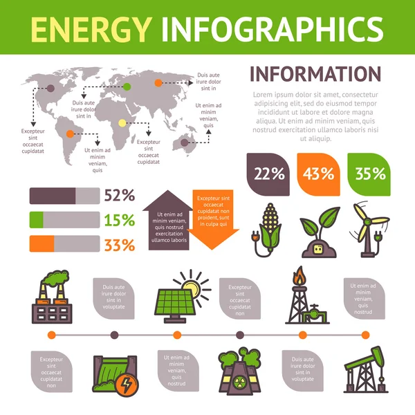 Conjunto de infografías energéticas — Archivo Imágenes Vectoriales