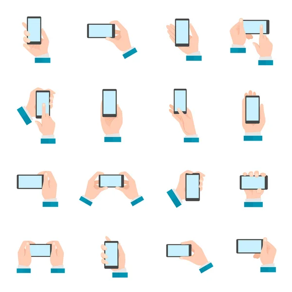 Main avec des icônes de téléphone — Image vectorielle