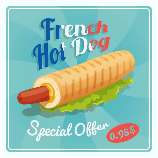 Poster hot dog francese — Vettoriale Stock