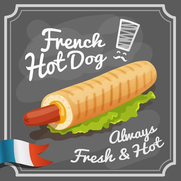 Póster de perro caliente francés — Vector de stock