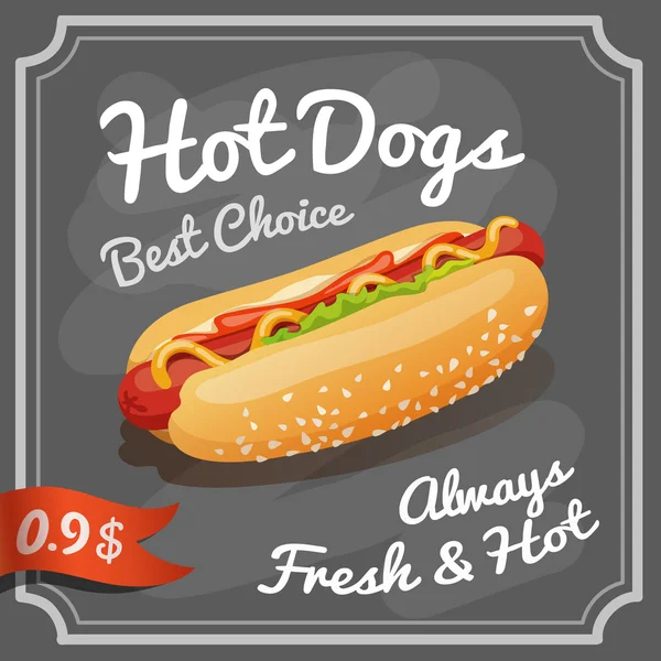 Affiche de hot dog — Image vectorielle