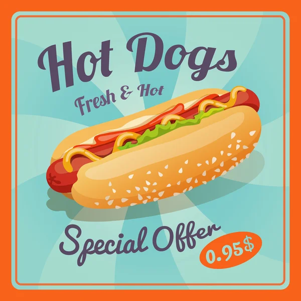 Hot Dog Poster — Stock Vector