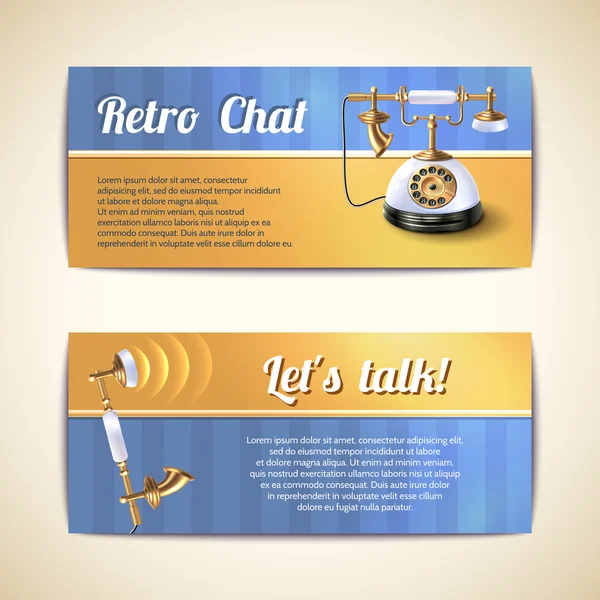 Antieke telefoons horizontale banners — Stockvector