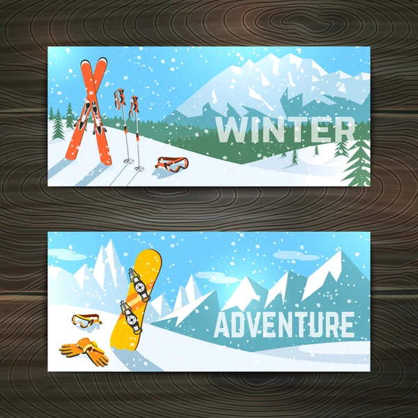 Winter sport tourism banners set — Stock Vector