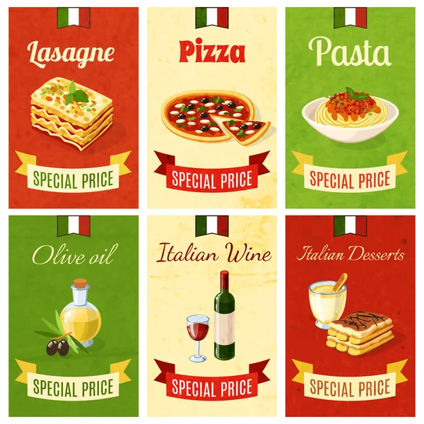 Mini poster di cibo italiano — Vettoriale Stock