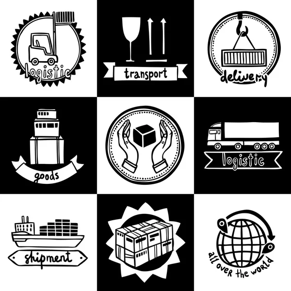 Set di emblemi logistici — Vettoriale Stock