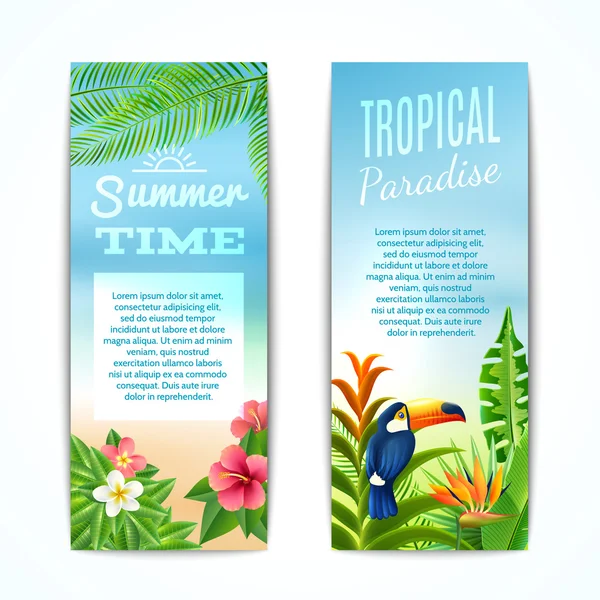 Banner estivo tropicale — Vettoriale Stock