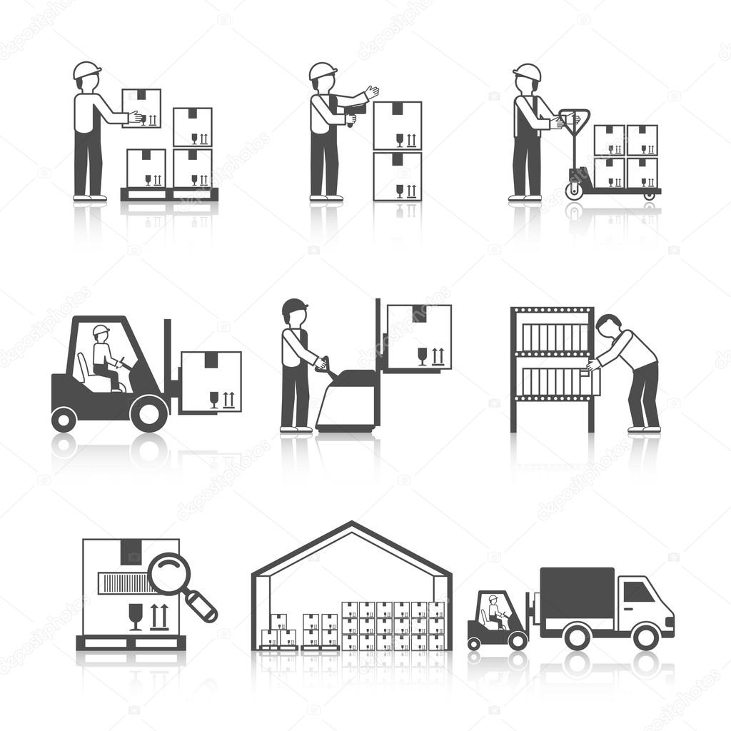 Warehouse Icon Black Stock Vector Image By C Macrovector 64856307