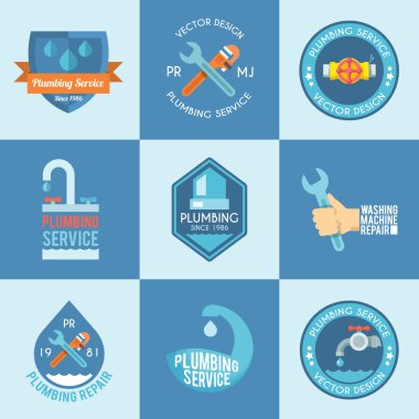 Sıhhi tesisat etiketleri Icons set