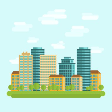 Şehir şehir merkezine düz