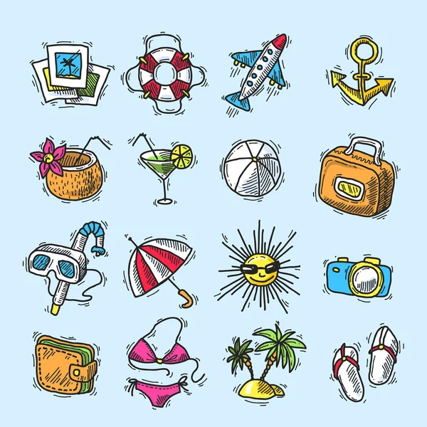 Conjunto de iconos vacaciones de verano — Archivo Imágenes Vectoriales