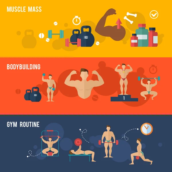 Bodybuilding-Banner gesetzt — Stockvektor