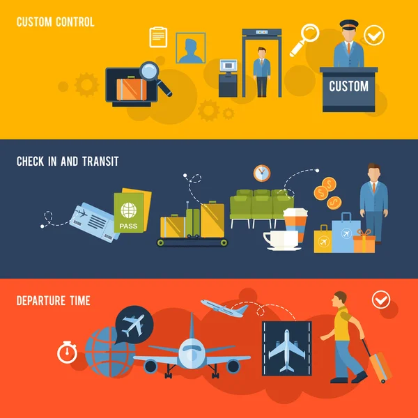 Aeropuerto Banner Set — Vector de stock