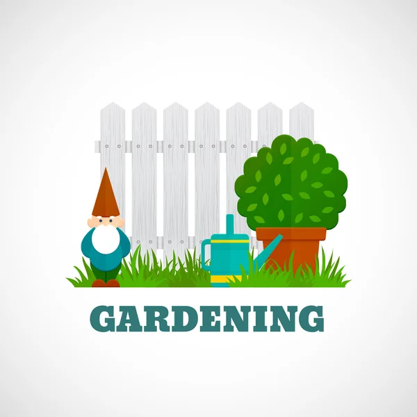 Gardening Poster Flat — Stock Vector