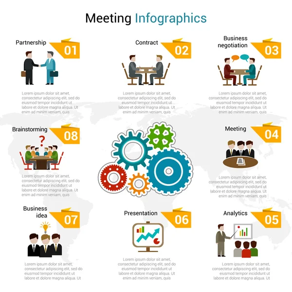 Incontro Infografica Set — Vettoriale Stock