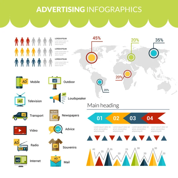 Infographics ayarlamak reklam — Stok Vektör