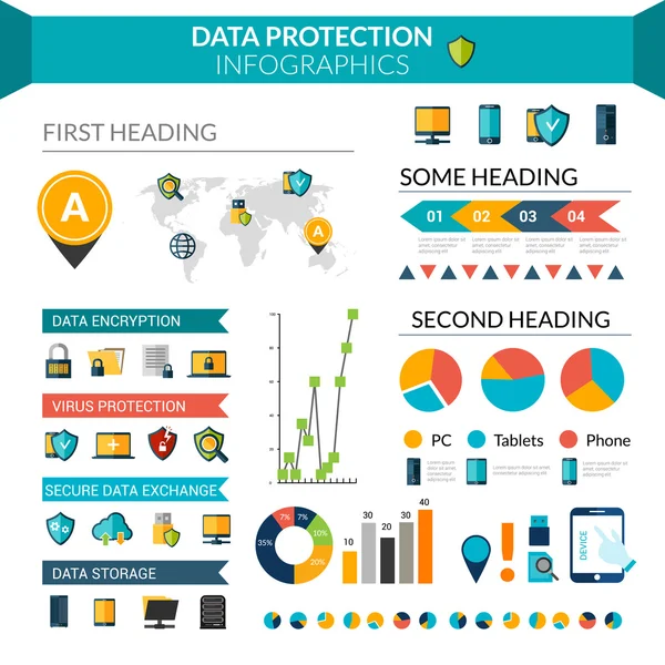Protección de datos Infografías — Vector de stock