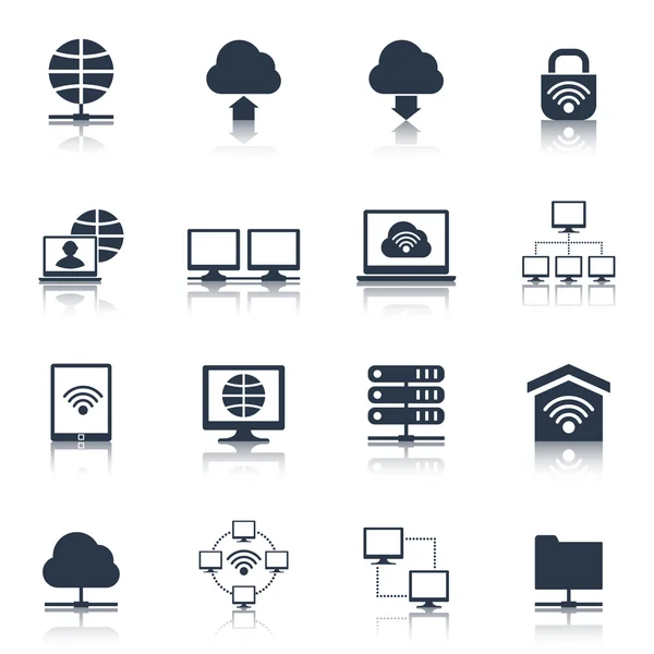 Network Icons Black — Stock Vector