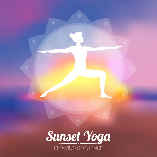Manifesto di yoga al tramonto — Vettoriale Stock