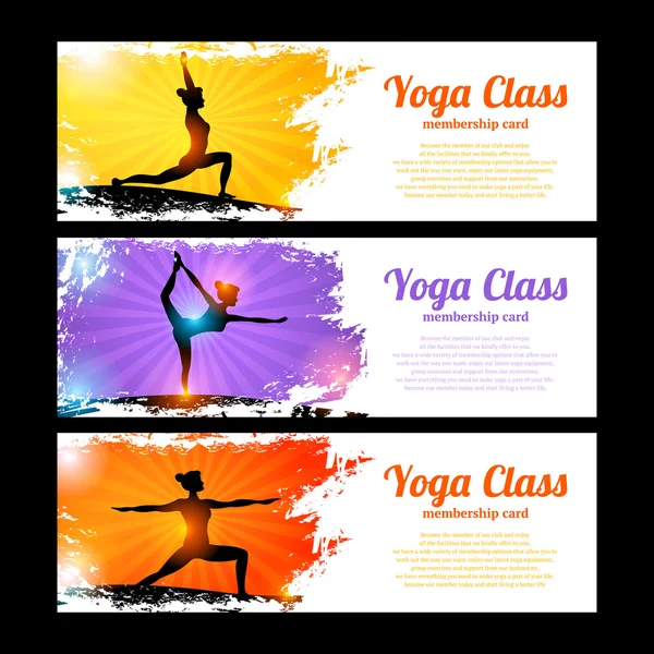 Set di banner yoga — Vettoriale Stock