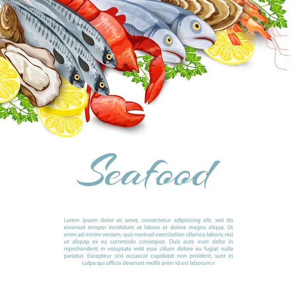 Seafood Products Background — Stock Vector