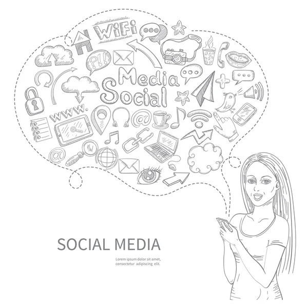 Concepto de medios sociales — Vector de stock