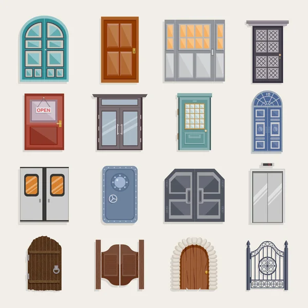 Iconos de puerta plana — Archivo Imágenes Vectoriales